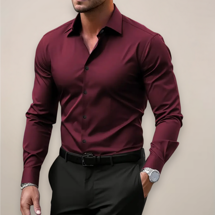 Men's slim-fit shirt in Burgundy