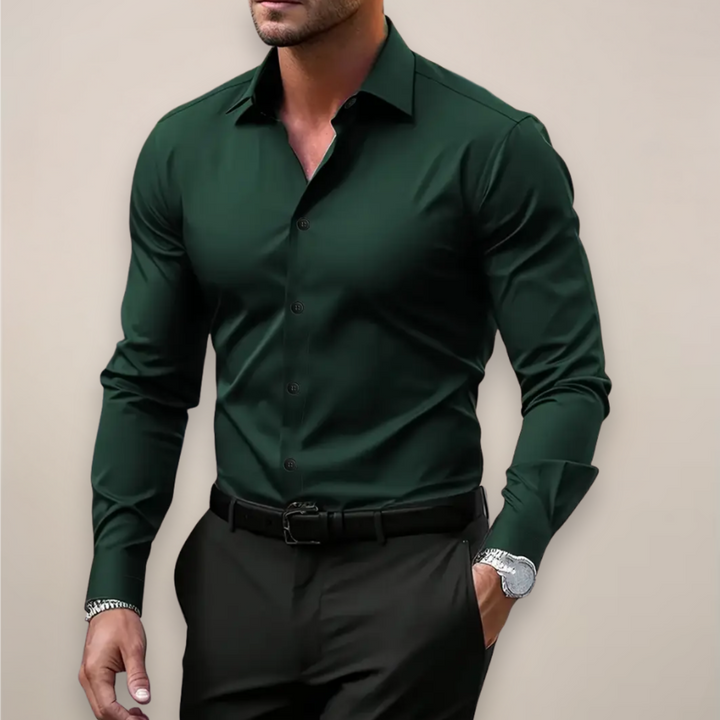Men's slim-fit shirt in Dark Green