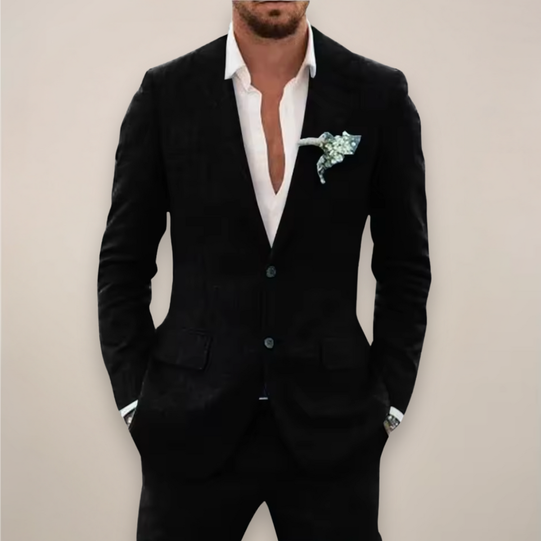 Men's Two-Piece Single-Breasted Suit in Black