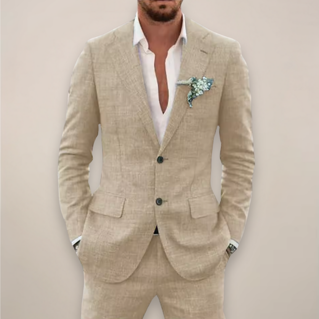 Men's Two-Piece Single-Breasted Suit in Beige