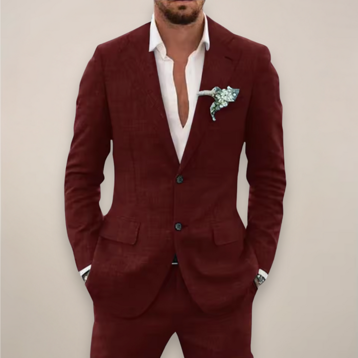 Men's Two-Piece Single-Breasted Suit in Burgundy