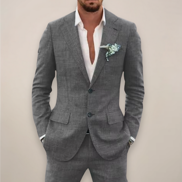Men's Two-Piece Single-Breasted Suit in Grey