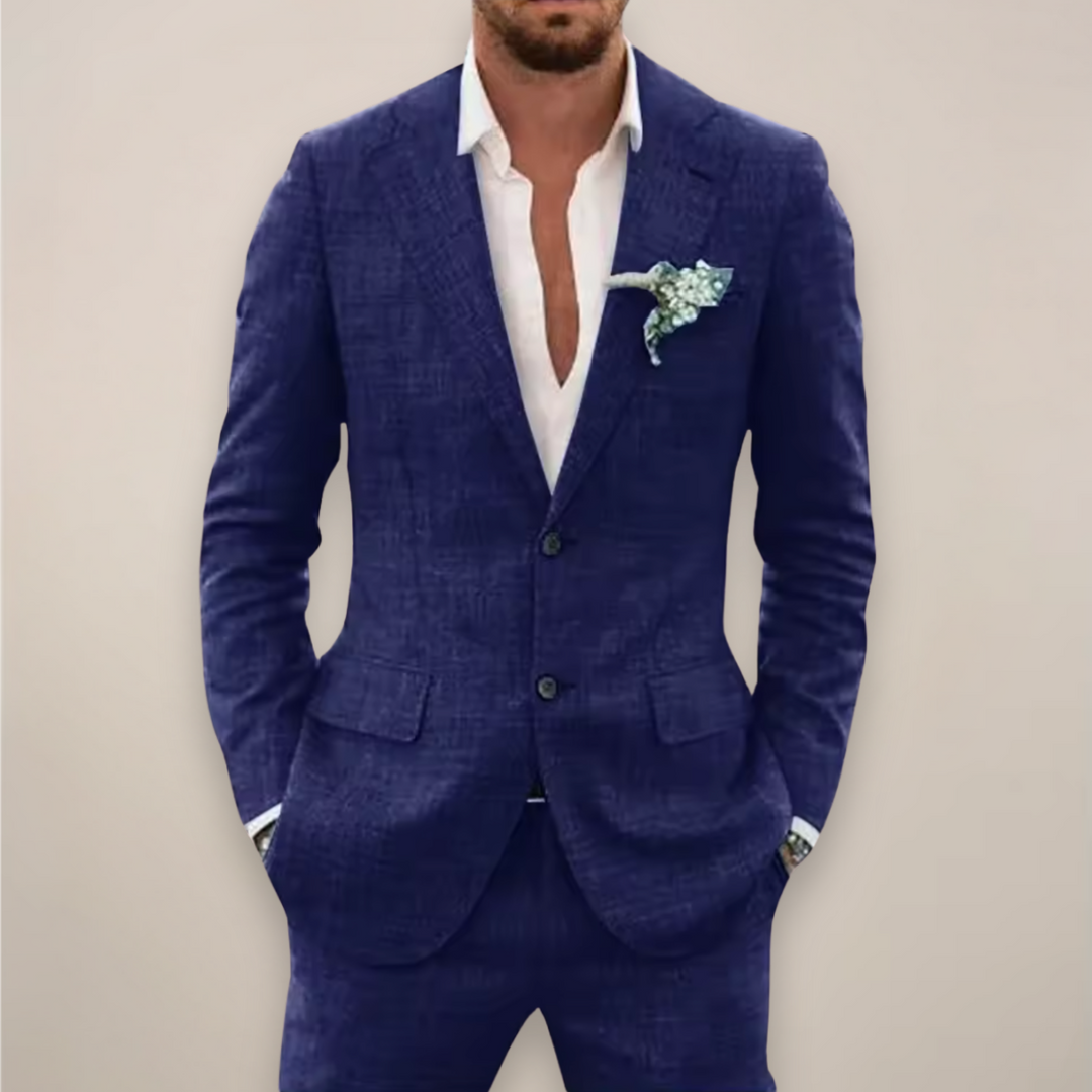 Men's Two-Piece Single-Breasted Suit in Blue