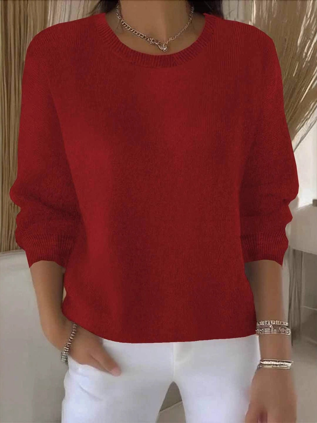 Women's everyday winter knit jumper in Red