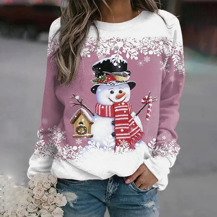 Women's snowman Christmas jumper in Pink