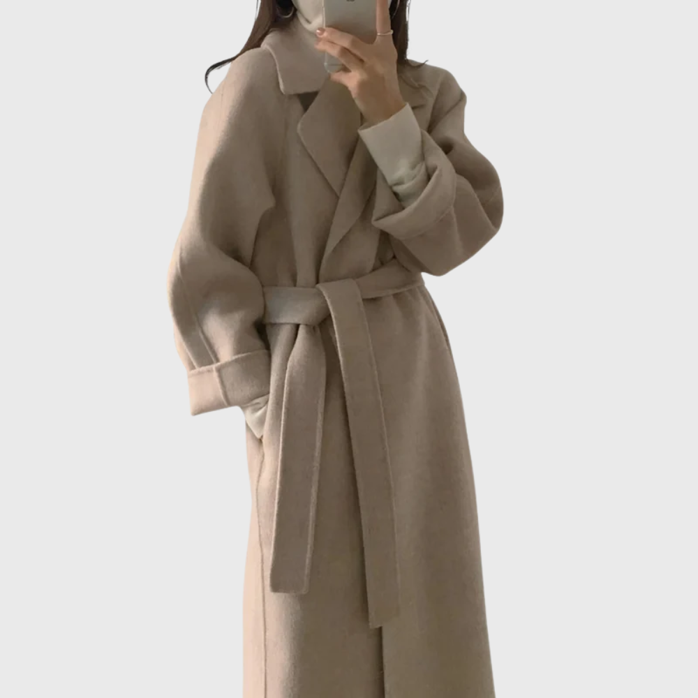 Women's Classic Wool Winter Coat in Apricot