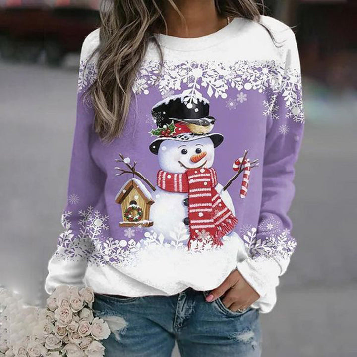 Women's snowman Christmas jumper in Purple