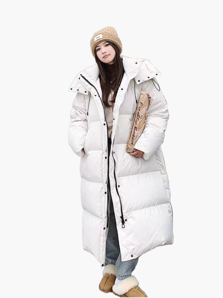 Women's Oversized Hooded Winter Puffer Coat in Beige