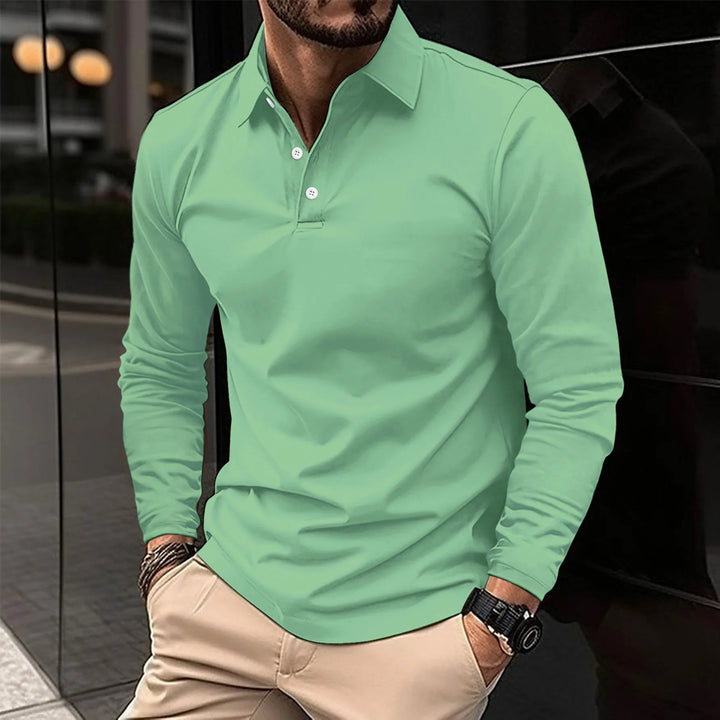 Men's Classic Long-Sleeve Polo Shirt in Green