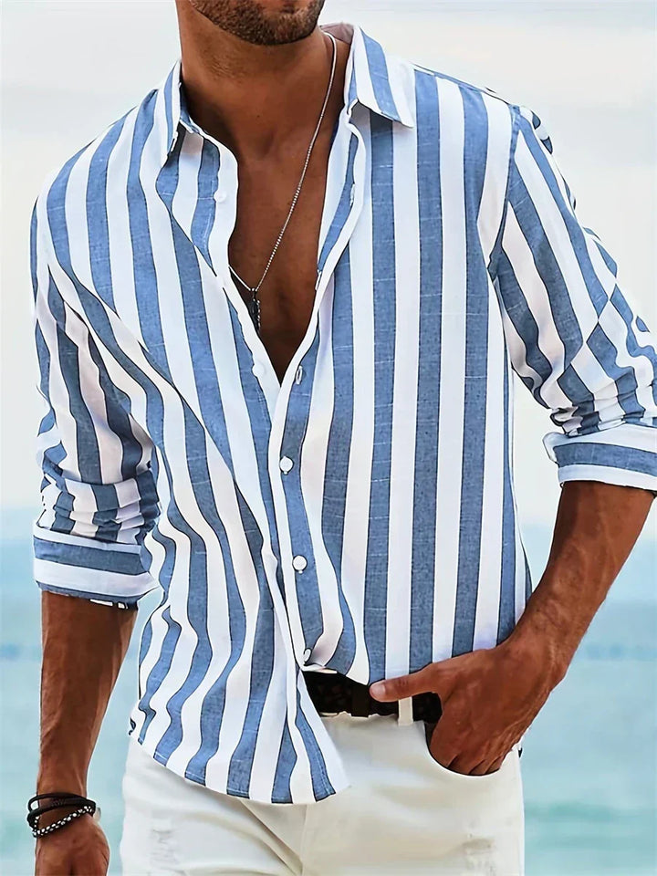 Men's Striped Relaxed Shirt in Blue