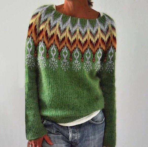 Women's Nordic Christmas Jumper in Green