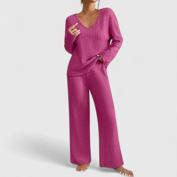 Women's Ribbed Lounge Set in Pink