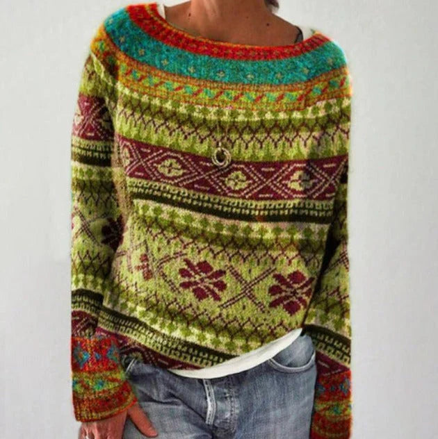 Women's Nordic Christmas Jumper in Light Green