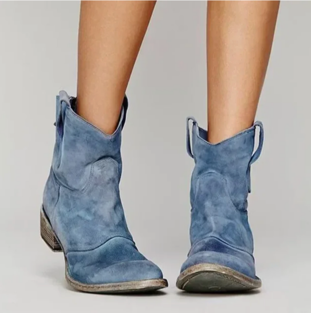 Women's Suede Western Boots in Blue