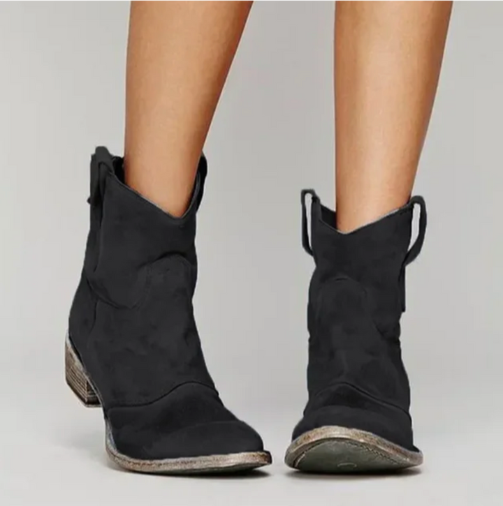 Women's Suede Western Boots in Black