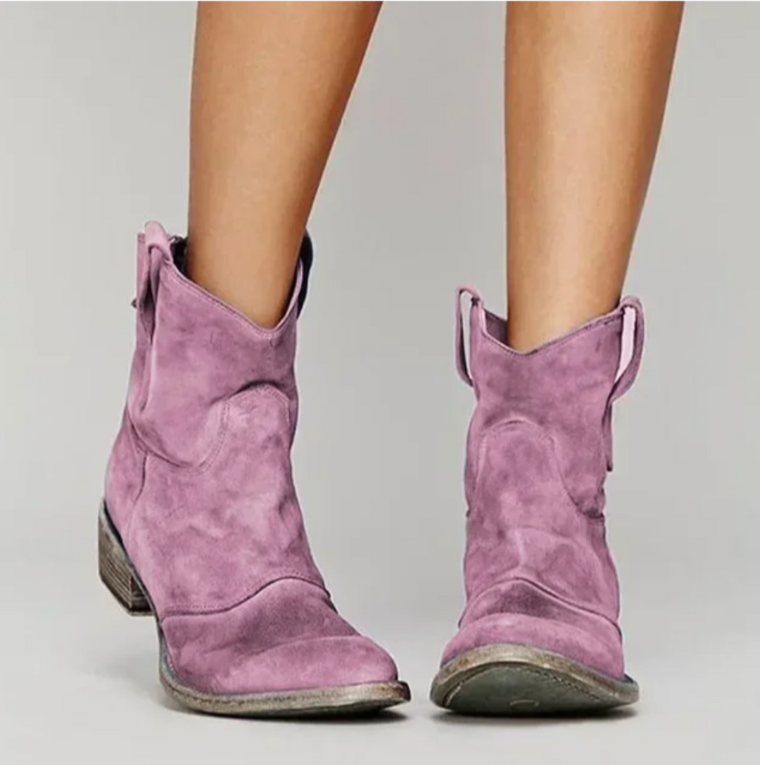 Women's Suede Western Boots in Pink