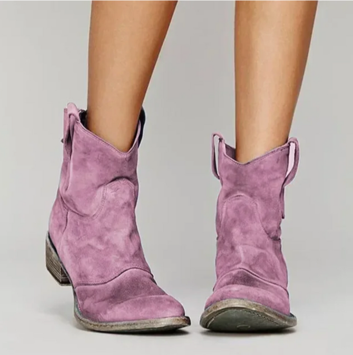 Women's Suede Western Boots in Pink