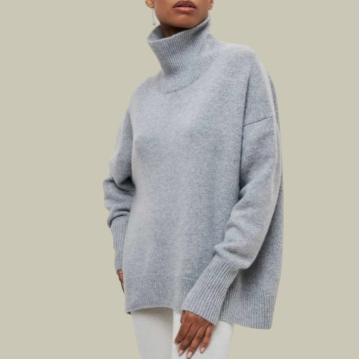 Women's loose roll-neck jumper in Grey