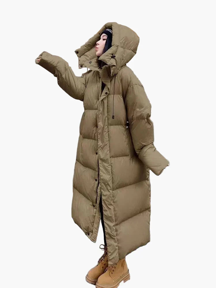 Women's Oversized Hooded Winter Puffer Coat in Green
