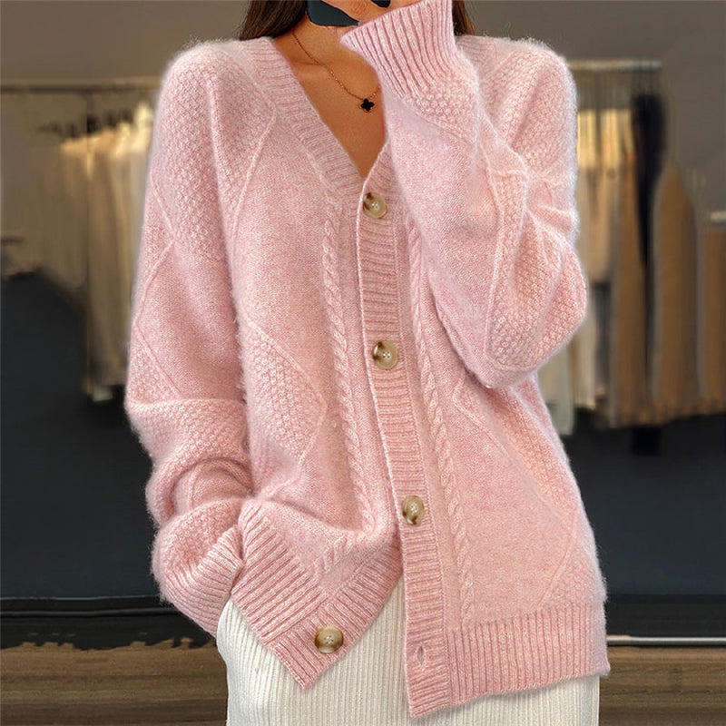 Women's Cosy Long-Sleeve Cardigan in Pink