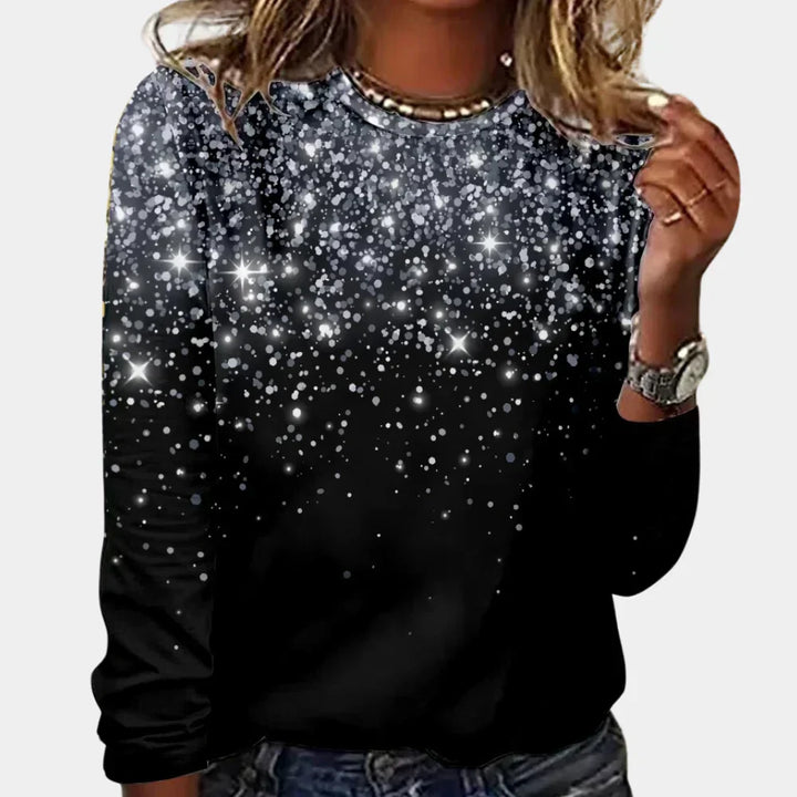 Women's Sparkly Star Christmas Jumper in Grey