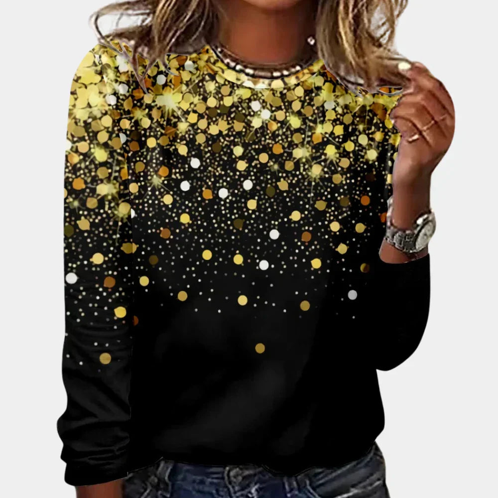 Women's Sparkly Star Christmas Jumper in Yellow