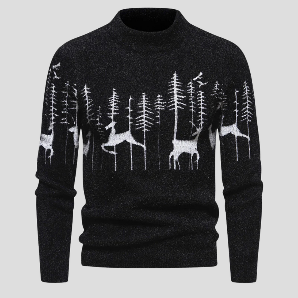 Men's Reindeer Christmas Jumper in Black