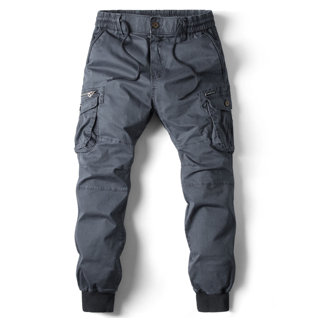 Men's Tapered Cargo Trousers in Charcoal