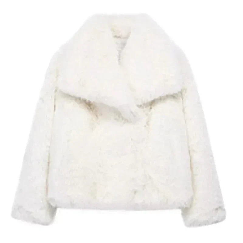 Women's Short Faux-Fur Winter Jacket in White