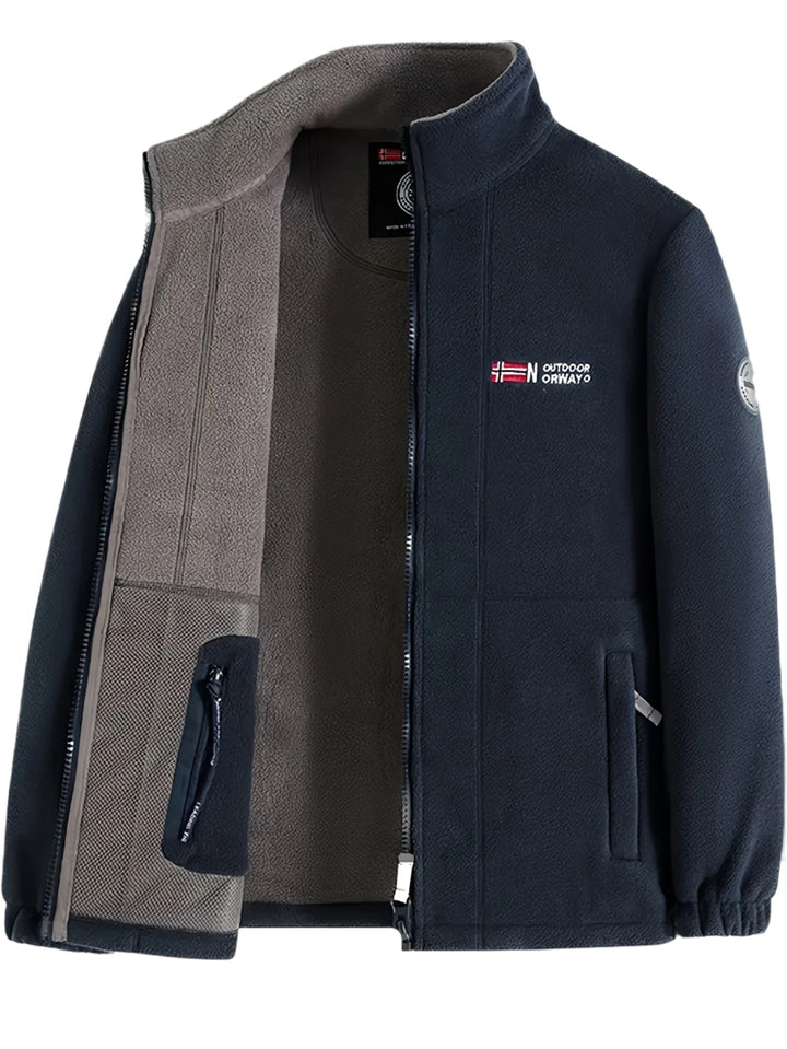 Men's Warm Outdoor Jacket with Zip in Navy