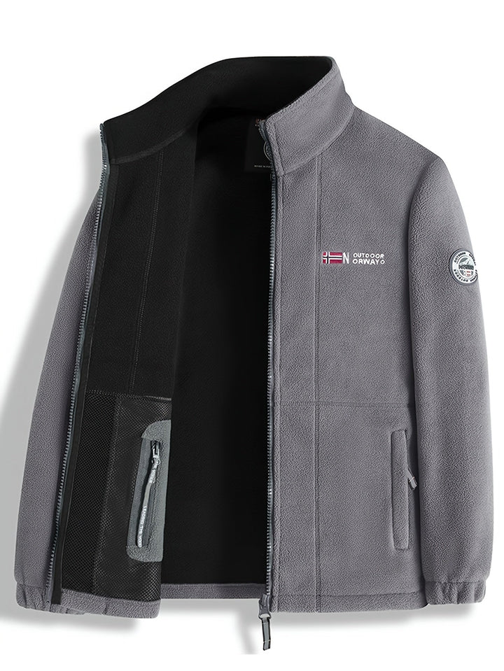 Men's Warm Outdoor Jacket with Zip in Grey