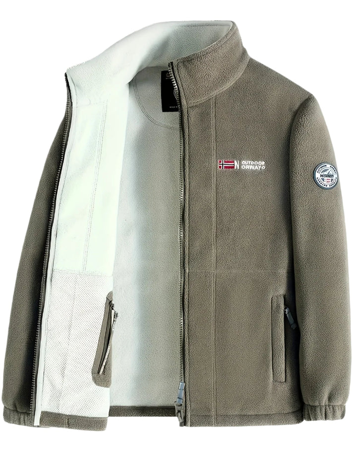 Men's Warm Outdoor Jacket with Zip in Beige