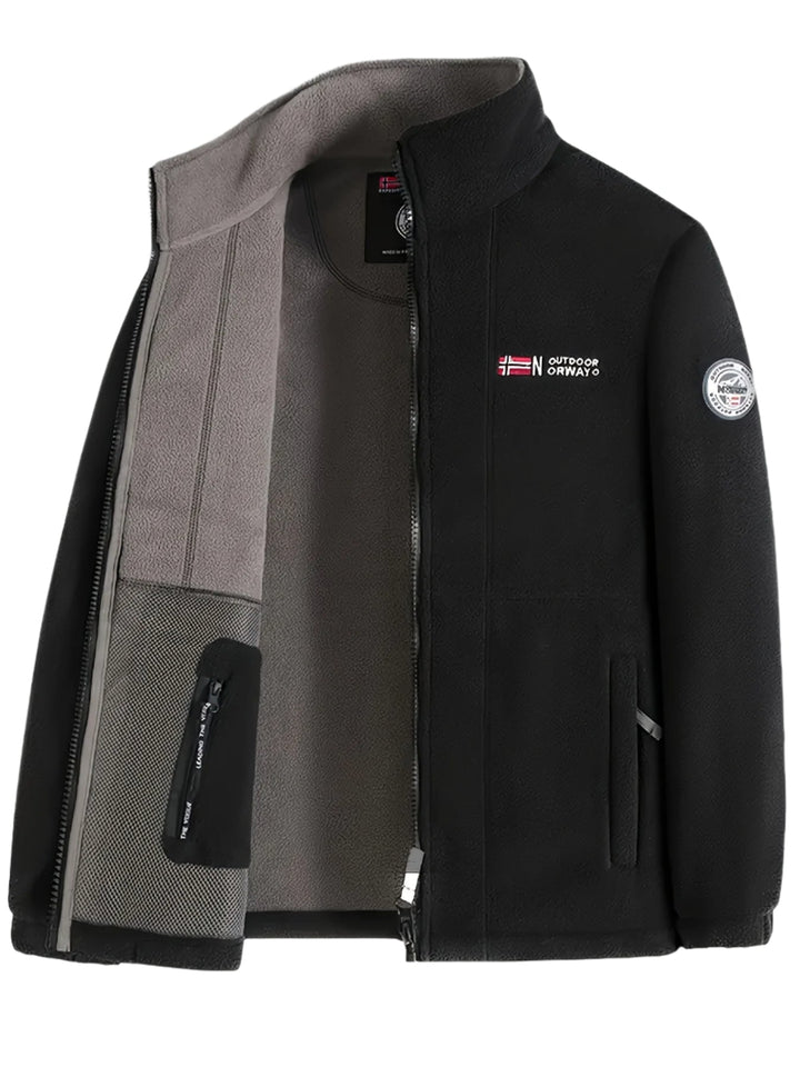 Men's Warm Outdoor Jacket with Zip in Black