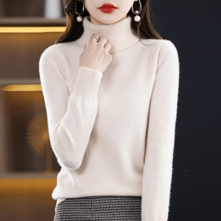 Women's Warm Roll-Neck Jumper in Cream