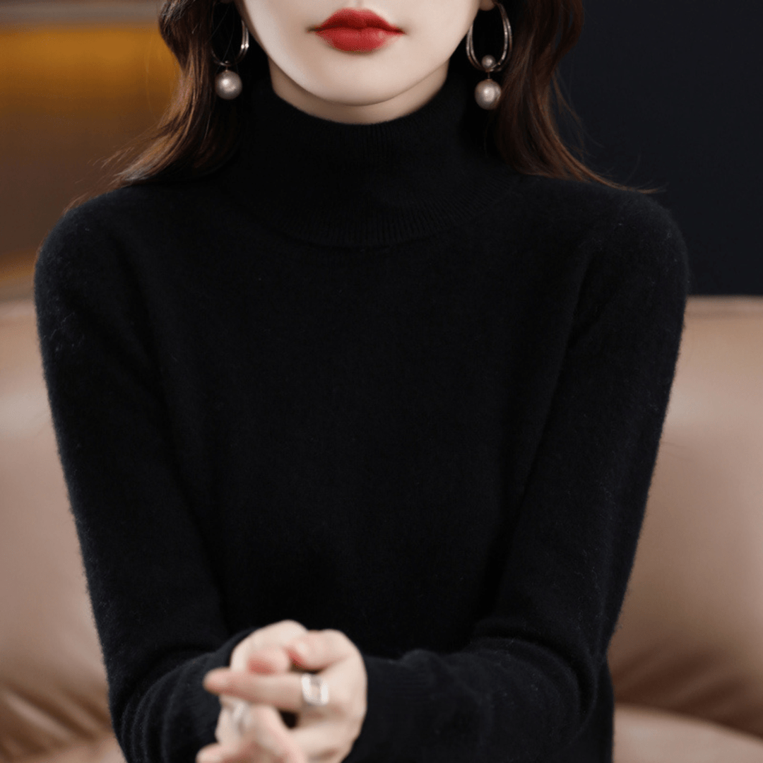 Women's Warm Roll-Neck Jumper in Black