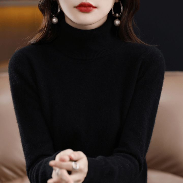 Women's Warm Roll-Neck Jumper in Black