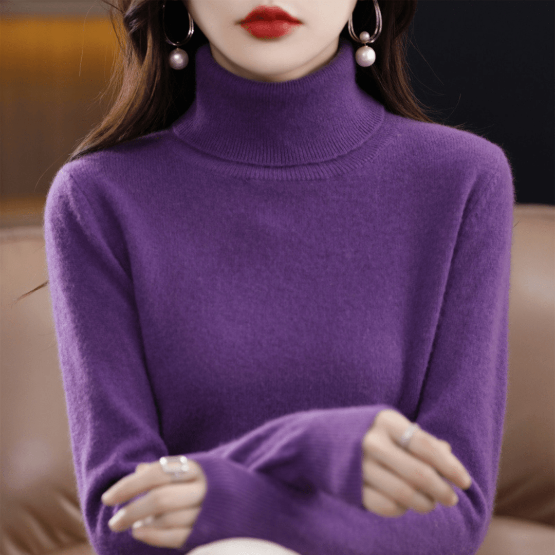 Women's Warm Roll-Neck Jumper in Purple