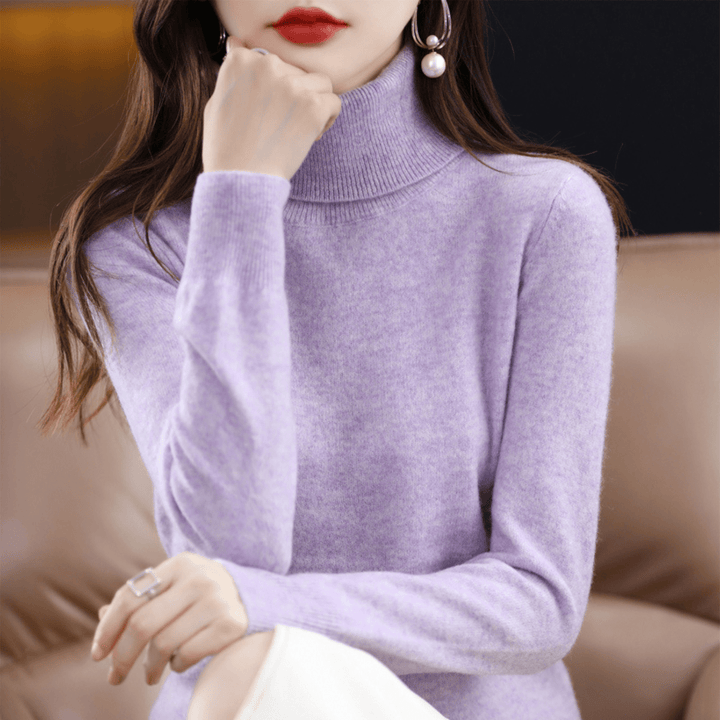 Women's Warm Roll-Neck Jumper in Light Purple