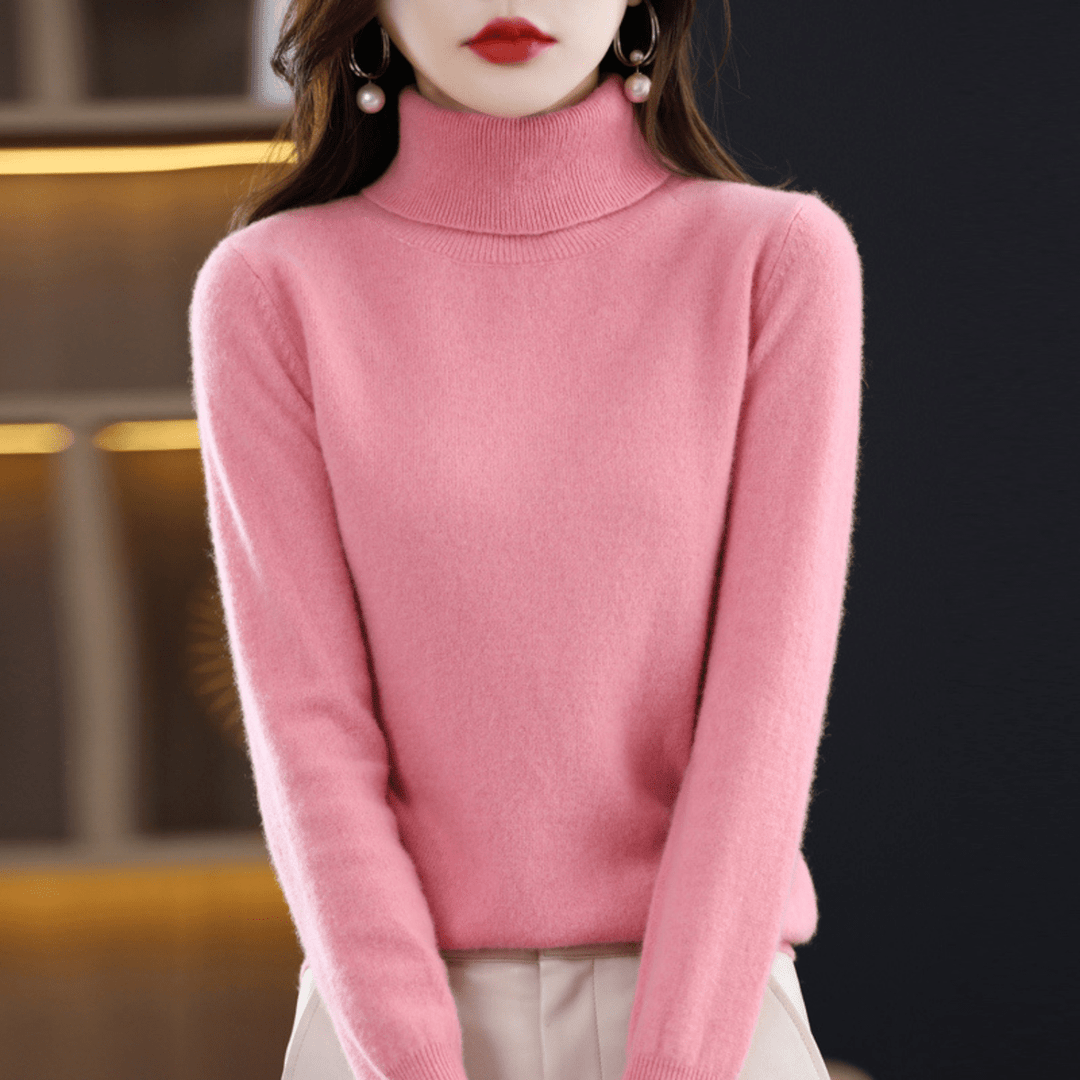 Women's Warm Roll-Neck Jumper in Pink