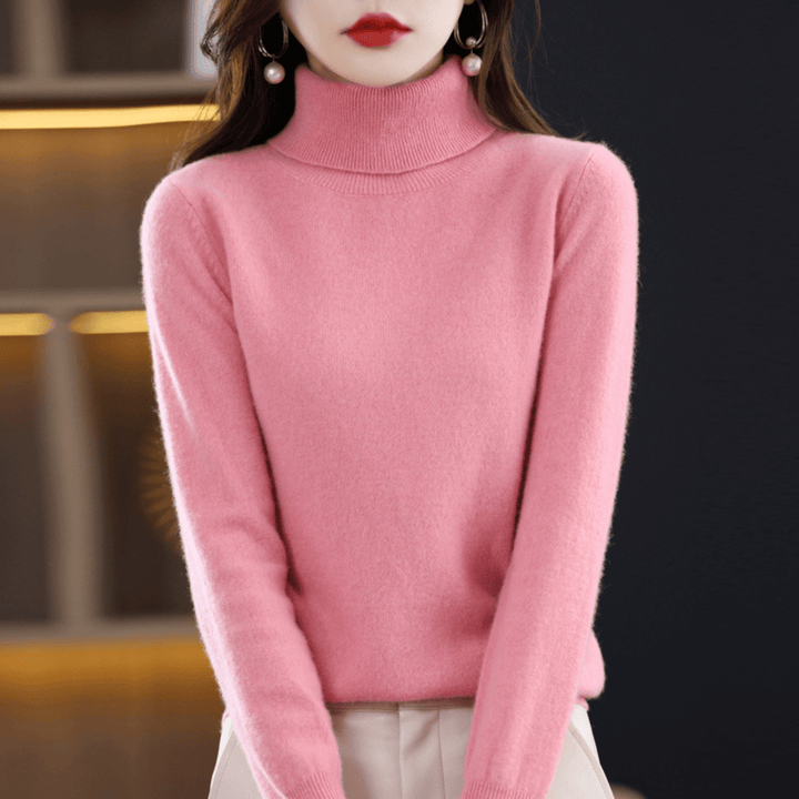 Women's Warm Roll-Neck Jumper in Pink