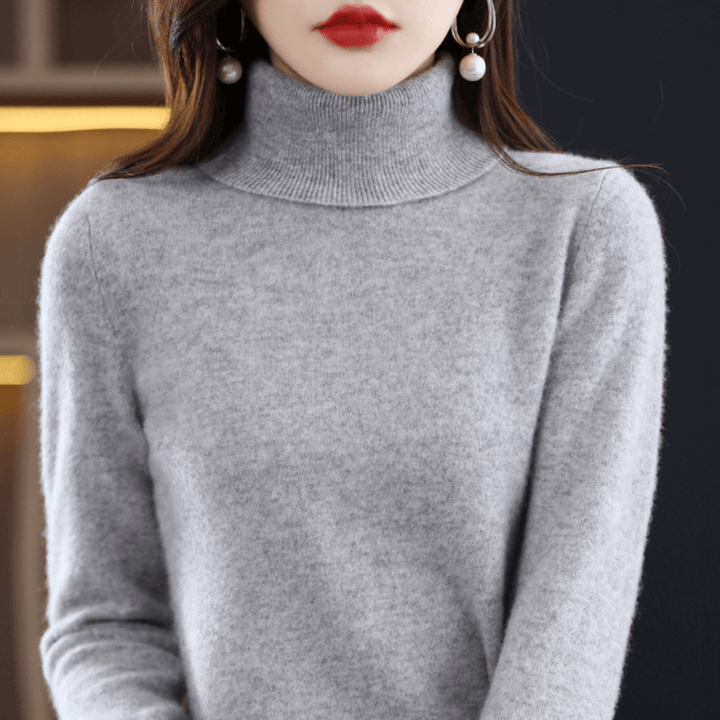 Women's Warm Roll-Neck Jumper in Grey