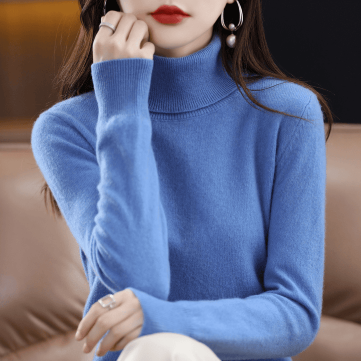 Women's Warm Roll-Neck Jumper in Blue