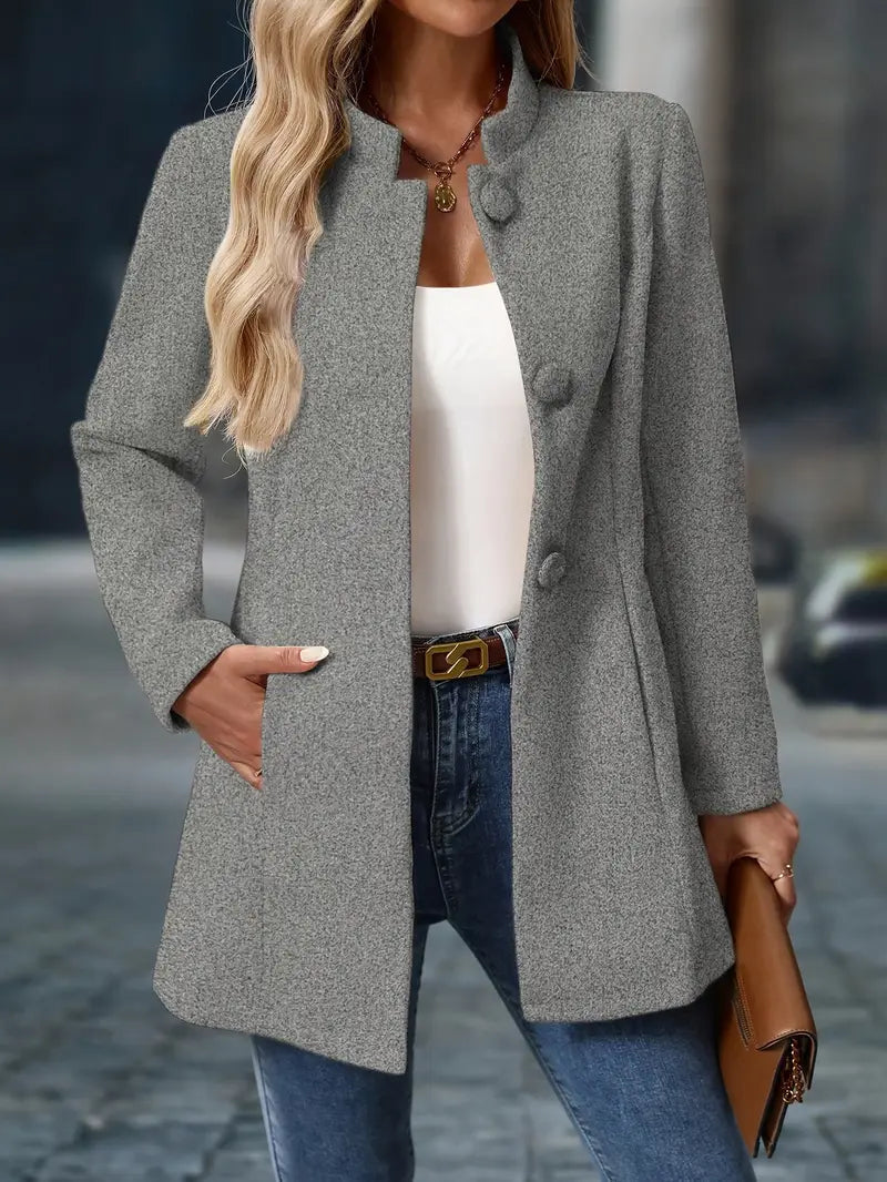 Women's Winter Coat with Buttons in Grey