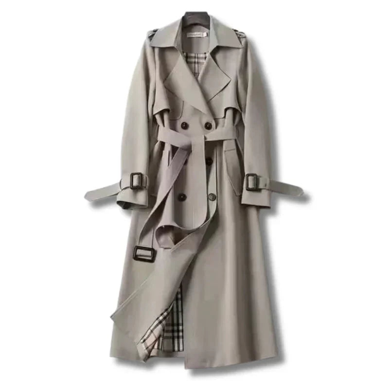 Women's Belted Winter Trench Coat in Grey