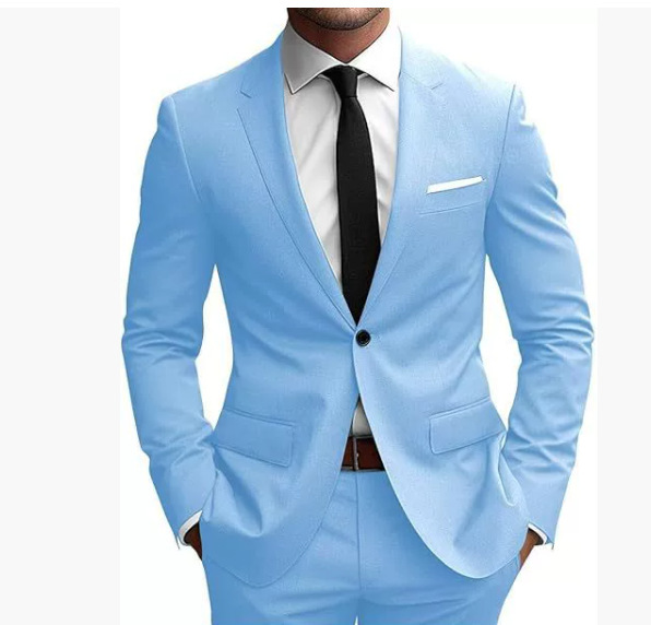 Men's Slim-Fit Spring Suit in Light Blue