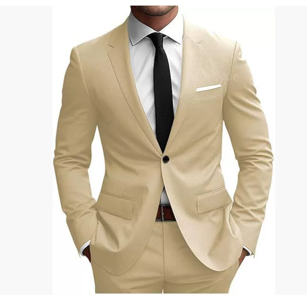 Men's Slim-Fit Spring Suit in Beige