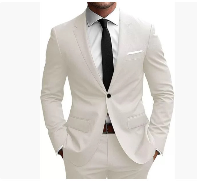 Men's Slim-Fit Spring Suit in Cream