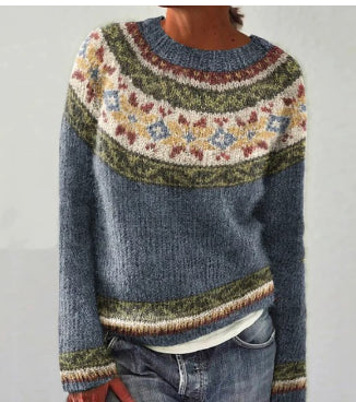 Women's Crew-Neck Knit Jumper in Blue
