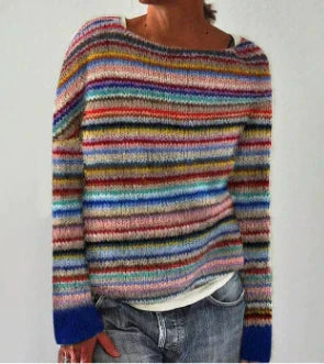 Women's Crew-Neck Knit Jumper in Rainbow