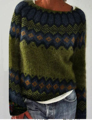 Women's Crew-Neck Knit Jumper in Green